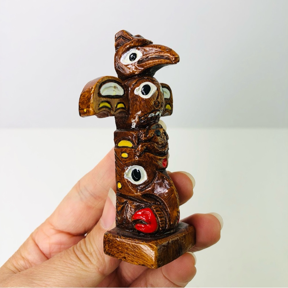 Edmund Wolf, Jr. Resin Reproduction of Original Canadian Totem Pole 3.2" high